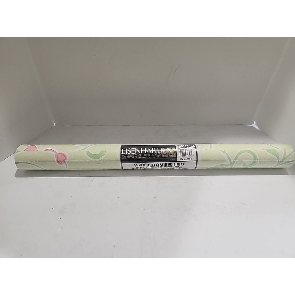 Eisenhart Wallcoverings Prepasted Wallpaper Green Hearts Vines Double Roll
